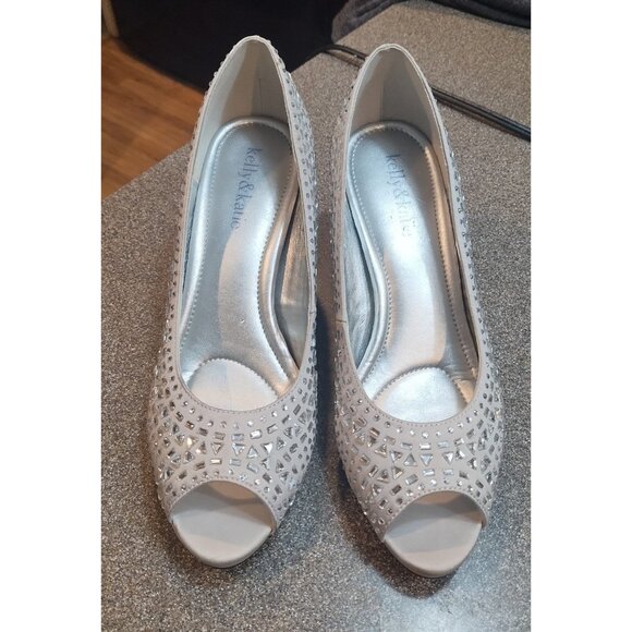 Kelly & Katie Rhinestone Silver Heels 2 Inch Size 8 - Picture 1 of 7